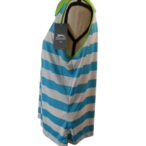Slazenger Women's XL Sleeveless LAFAYE Green Flash Striped Golf Hydro-Dri Top - Picture 3 of 5
